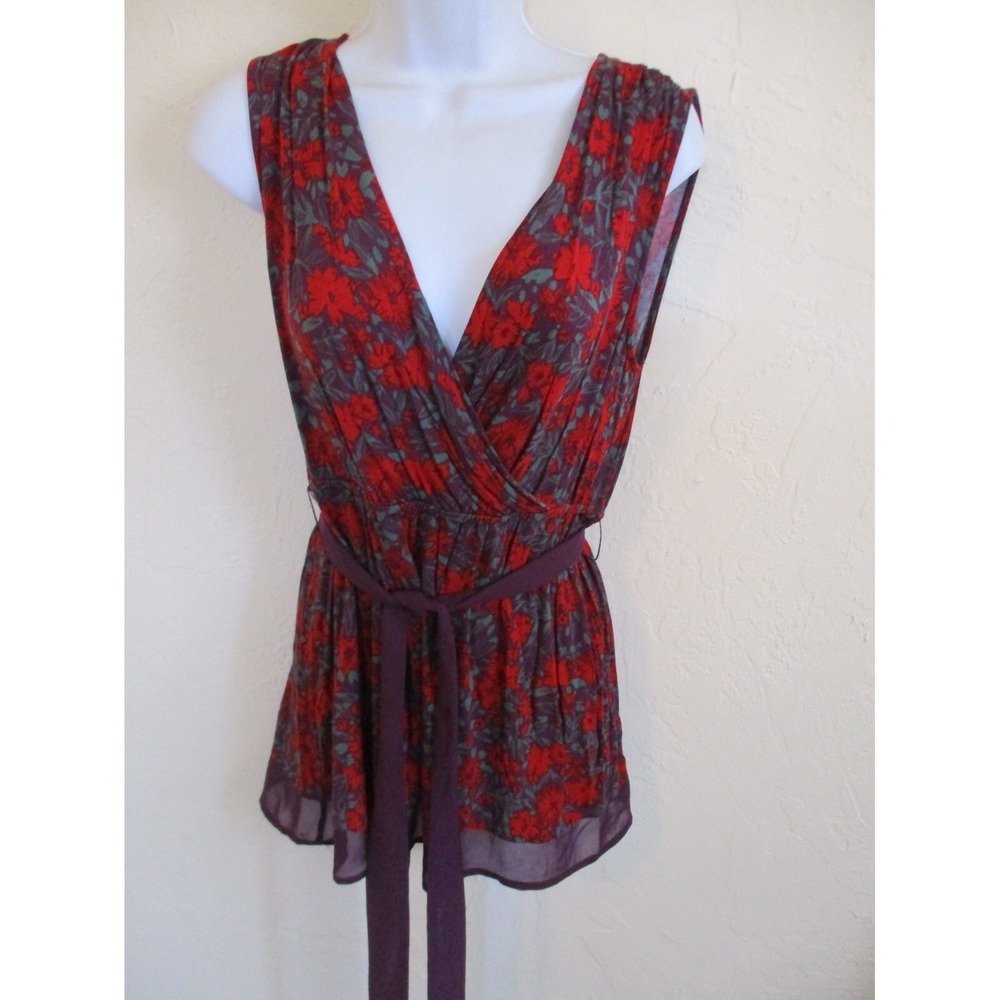 Modcloth Belted Floral Surplice Tunic Top Size Medium